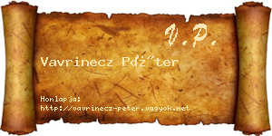 Vavrinecz Péter névjegykártya